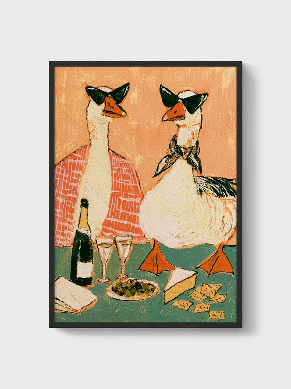Silly Goose Print poster in black frame