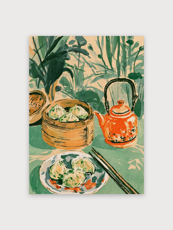 Vintage Asian Kitchen Dumplings Teapot - Digital Download
