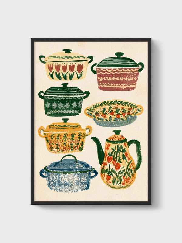 Folk Art Print poster in black frame