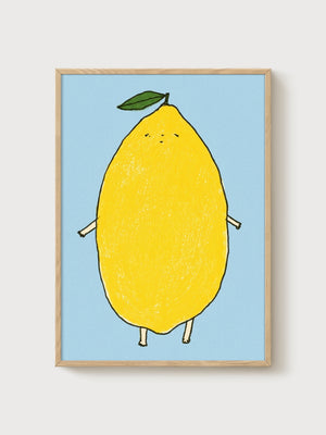 Cute Lemon Poster poster in oak frame
