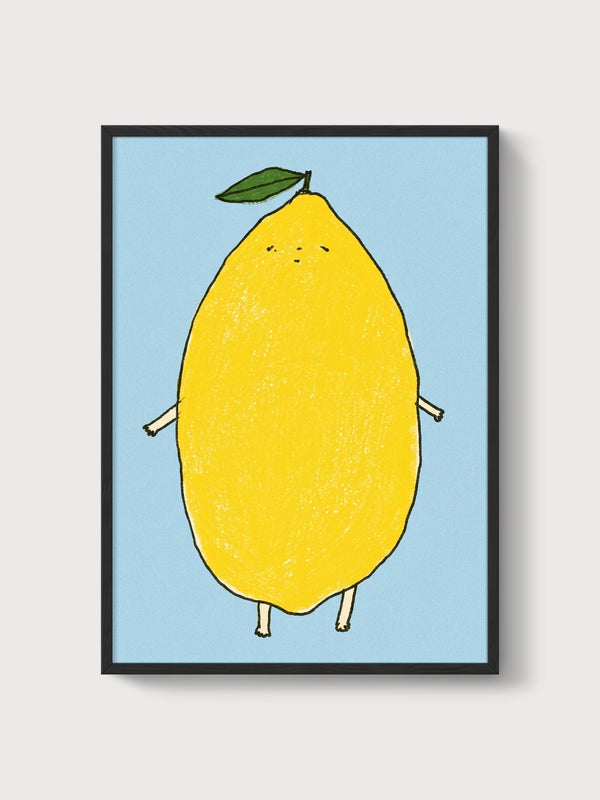 Cute Lemon Poster poster in black frame