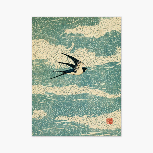 Swallow Ukiyo E Wall Art art print