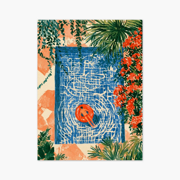 Poolside Swimmer Garden Art Print art print