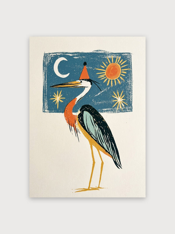Festive Bird Night Sky Retro - Digital Download