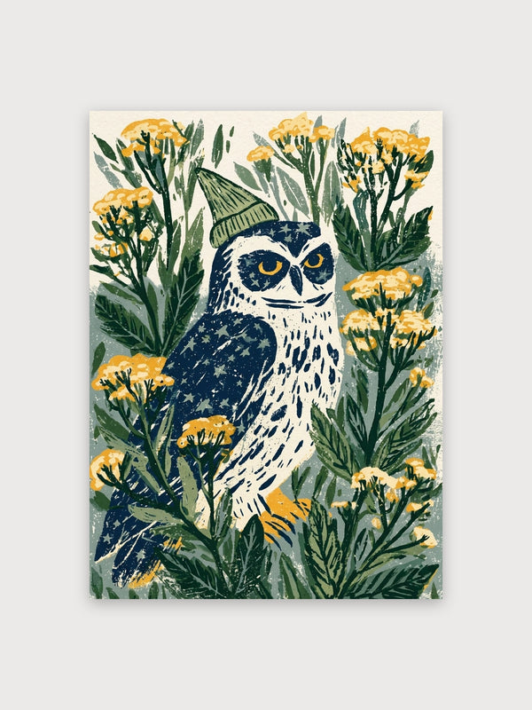 Owl Among Yellow Flowers - Digital Download