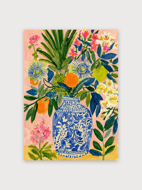 Boho Florals Blue Vase - Digital Download