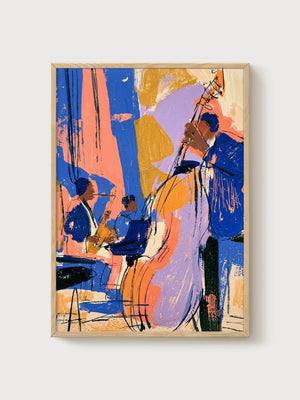 Jazz Trio Pop Art Poster poster in oak frame