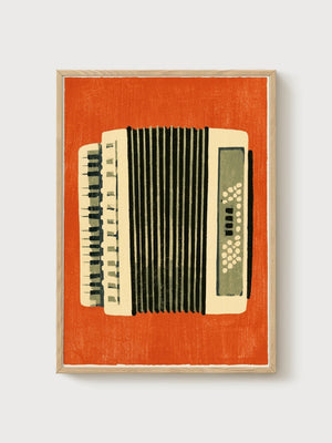 Retro Accordion Print poster in oak frame