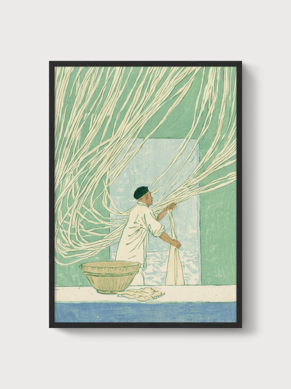 Vintage Folk Art Print poster in black frame