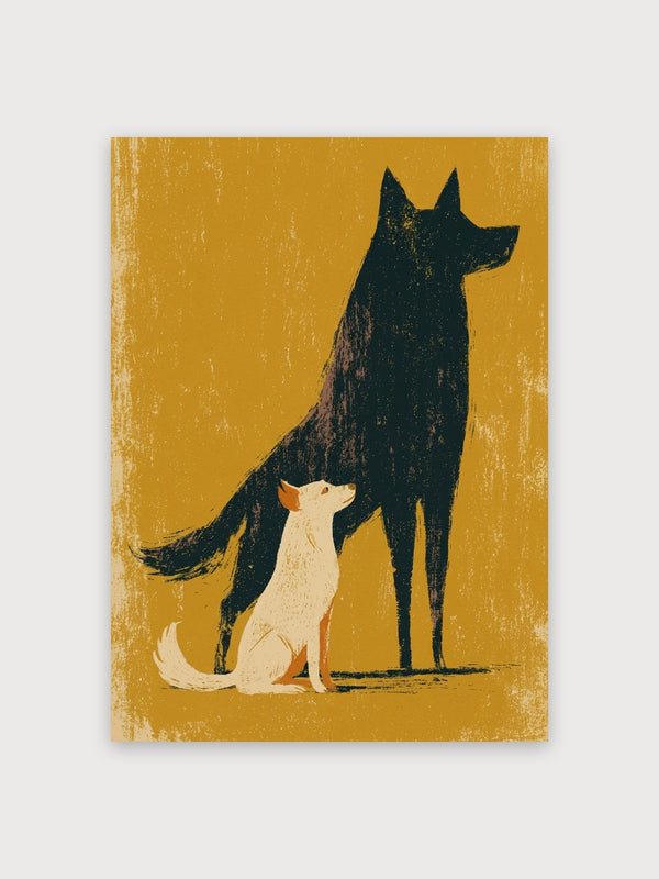 Dark Wolf White Dog Retro - Digital Download