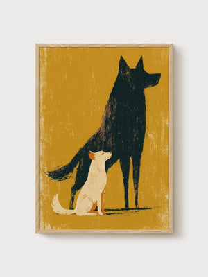 Dog Painting Poster poster in oak frame