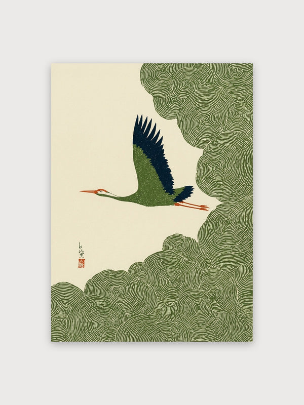 Crane In Flight Clouds - Digital Download