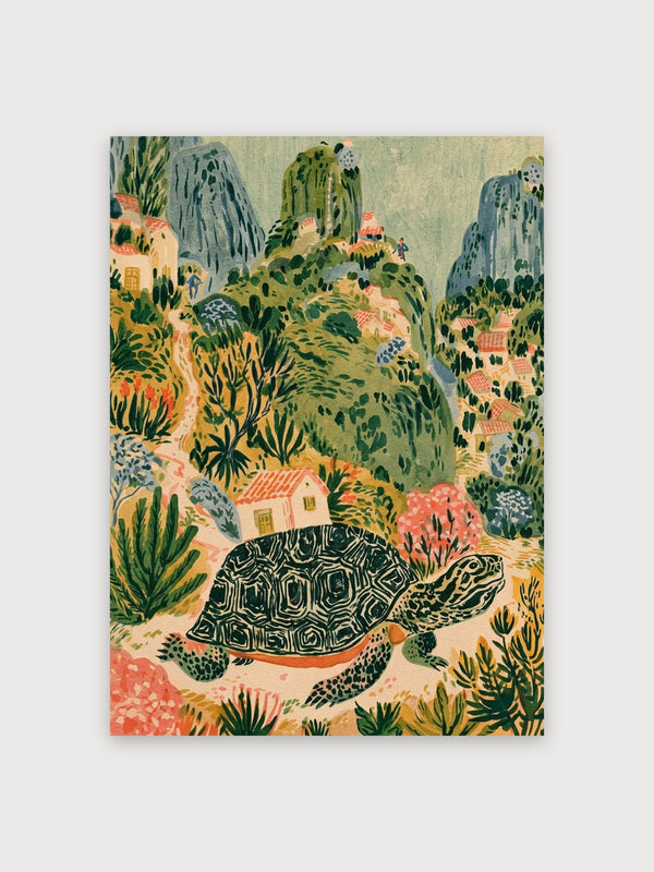 Vintage Mountain Turtle Landscape - Digital Download