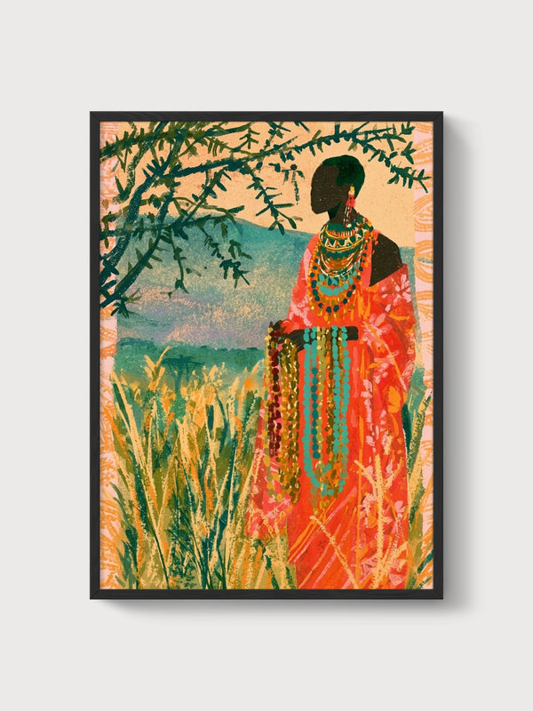 African Woman Portrait Print poster in black frame