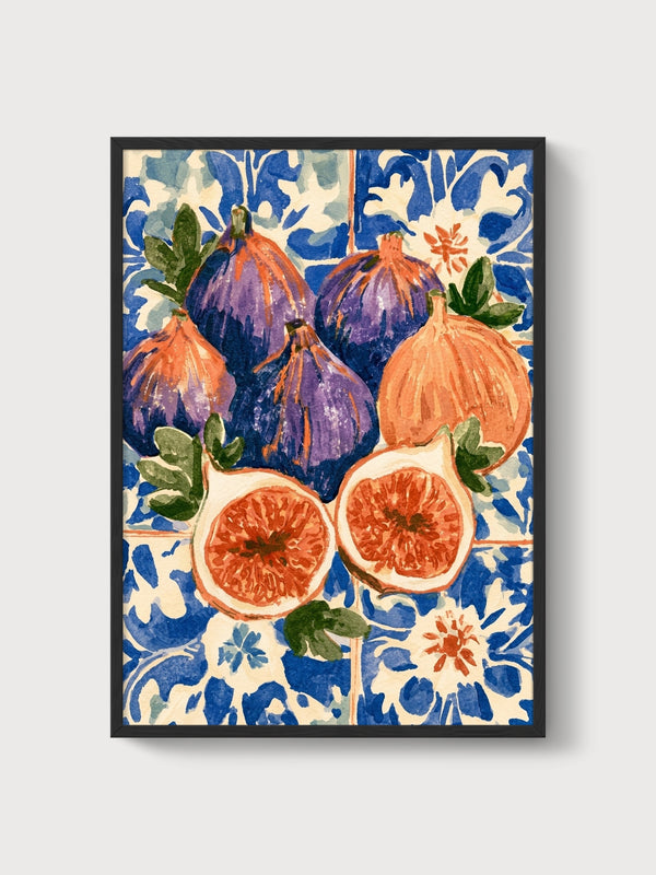 Watercolor Fruit Print poster in black frame