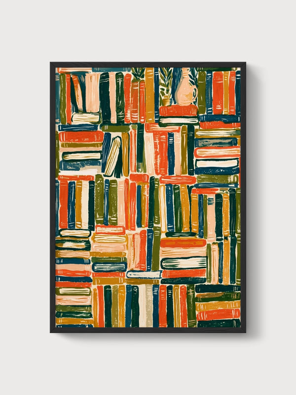 Bookshelf Decor Print poster in black frame