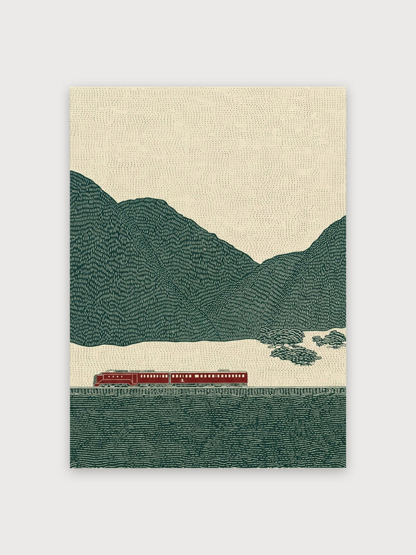 Mountain Train Landscape Print - Digital Download