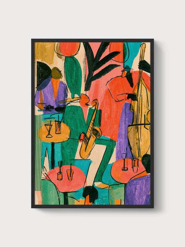 Jazz Club Poster poster in black frame
