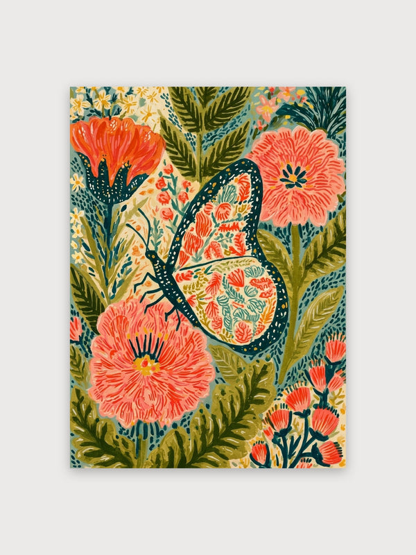 Butterfly Garden Floral Illustration - Digital Download