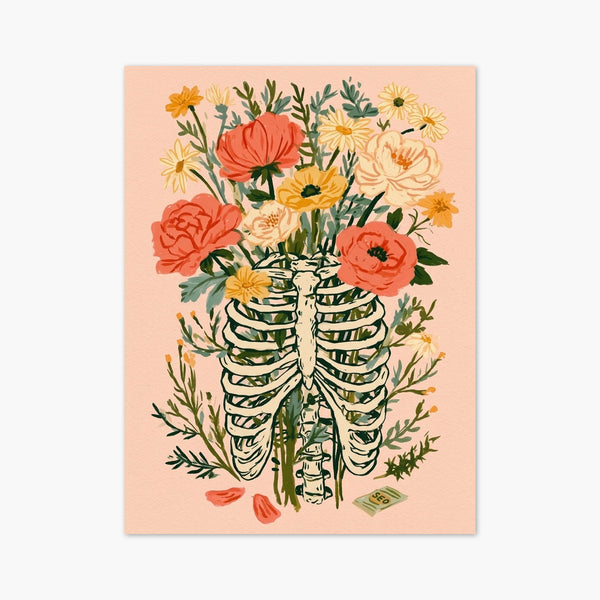 Skeleton Bouquet Flowers Print art print