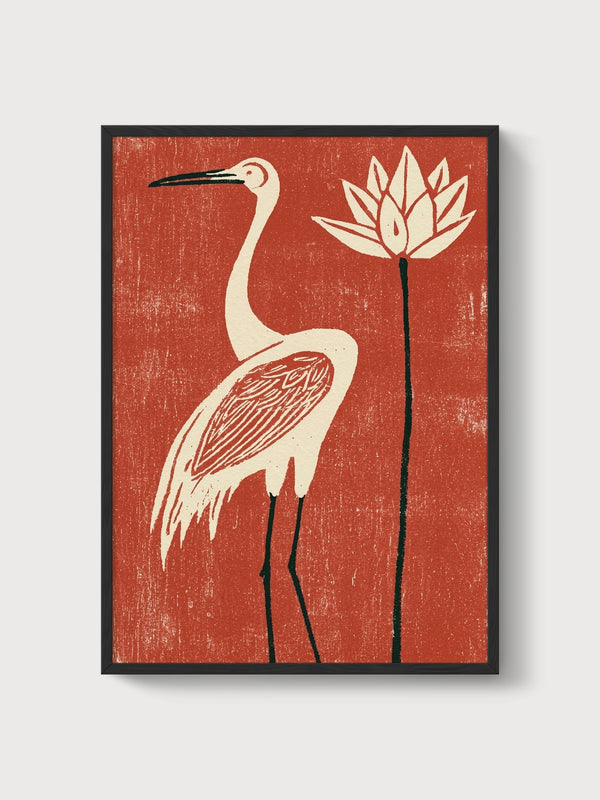 Blue Heron Wall Art poster in black frame