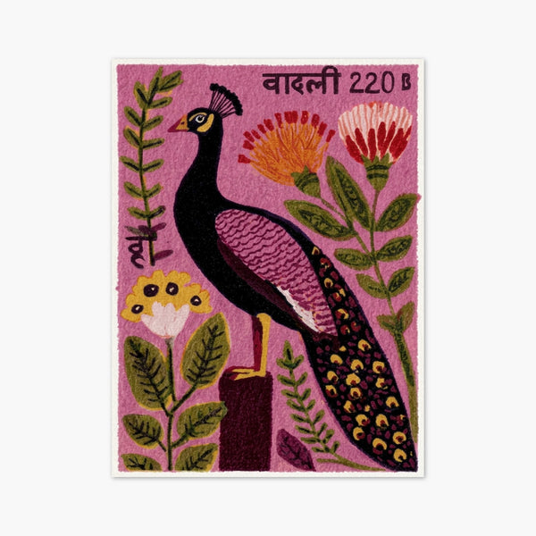 Nepalese Peacock Postage Stamp Art art print