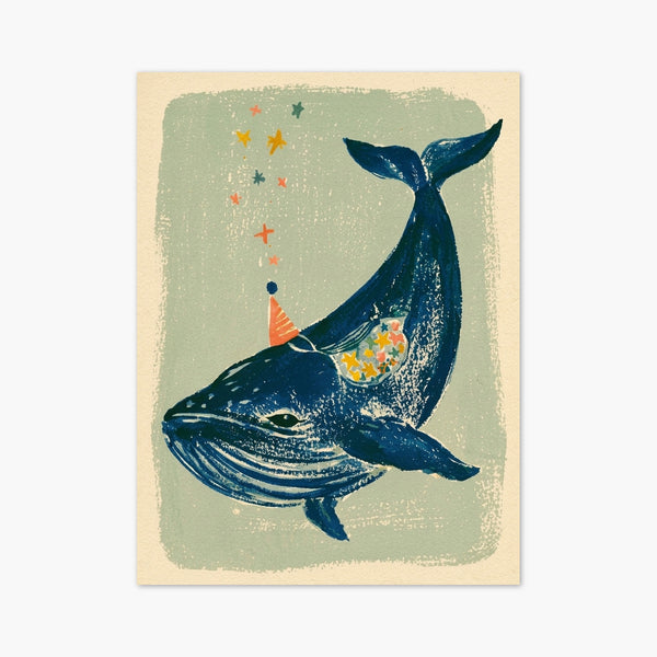 Whimsical Party Whale Poster art print