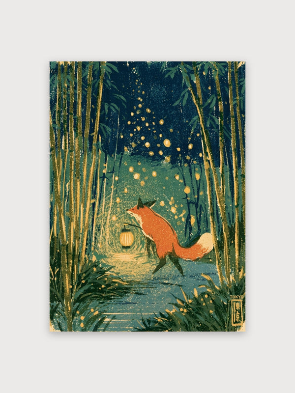 Fox In Bamboo Forest Lantern Light - Digital Download