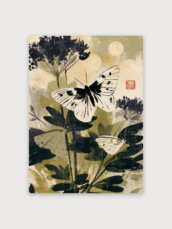 Japanese Butterfly Botanical Woodblock - Digital Download