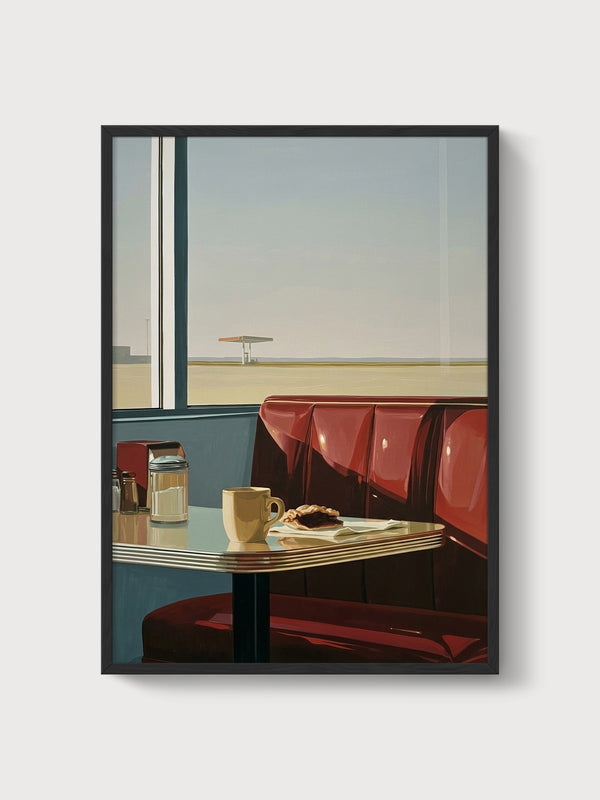 Retro Diner Booth Poster poster in black frame