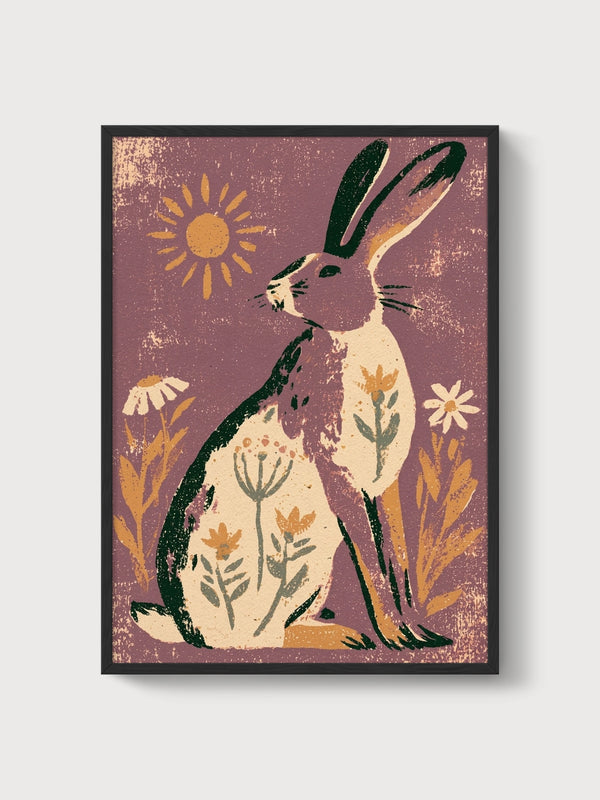 Rabbit Wall Art poster in black frame