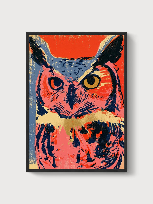Owl Wall Art poster in black frame