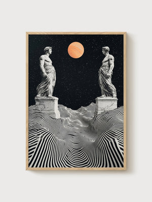 Kinetic Wall Art Statues poster in oak frame