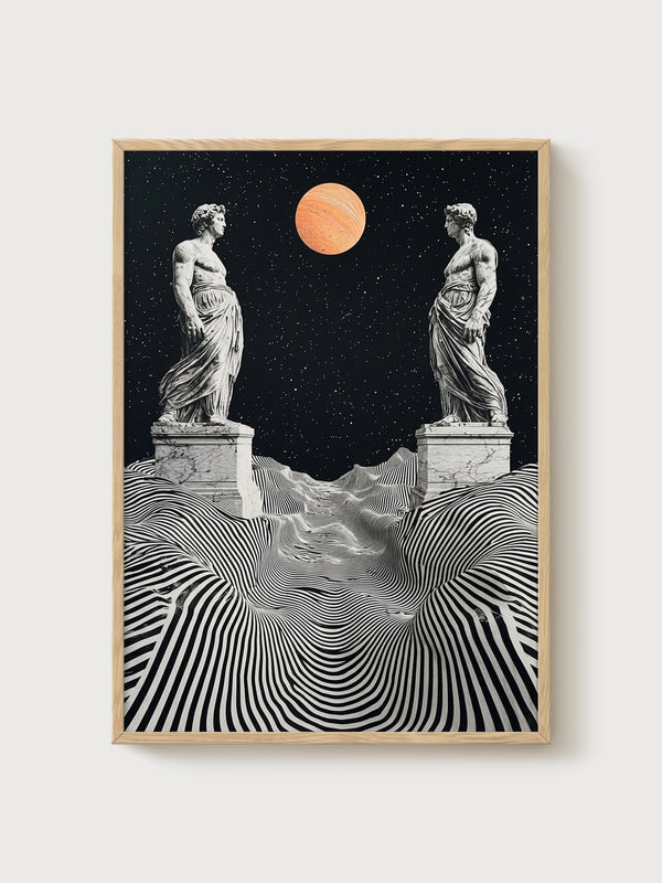Kinetic Wall Art Statues poster in oak frame