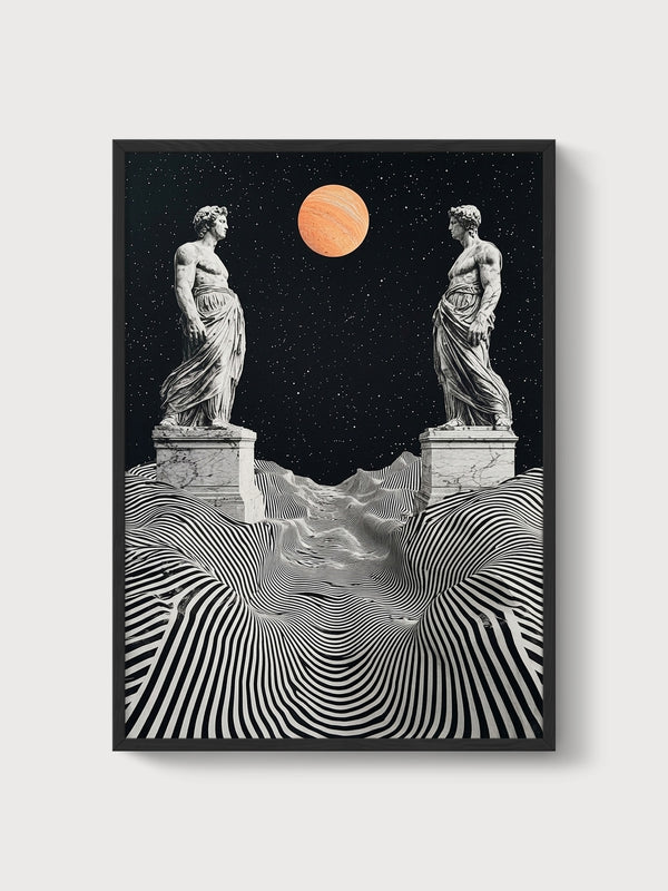 Kinetic Wall Art Statues poster in black frame