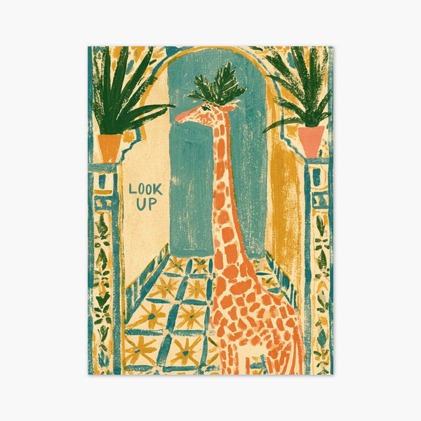 Giraffe Look Up Poster art print