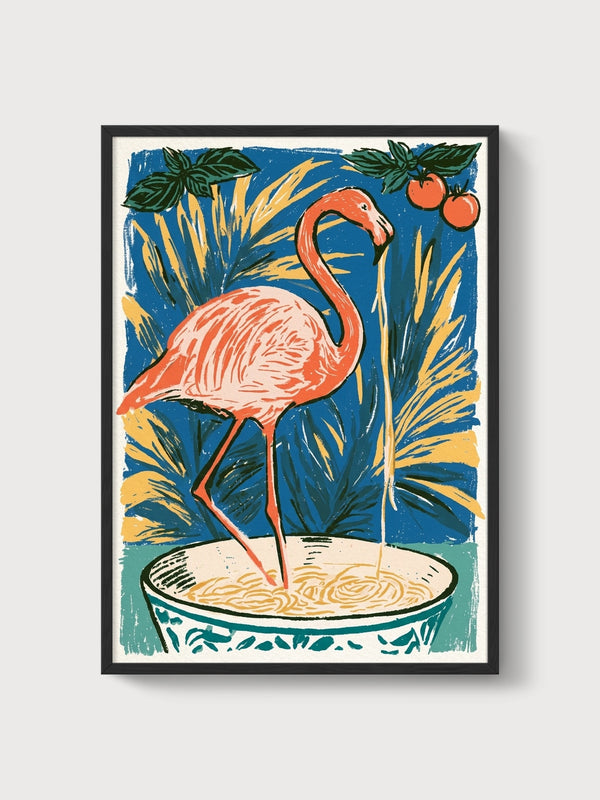 Flamingo Poster poster in black frame