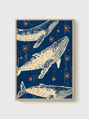 Ocean Wall Art poster in oak frame