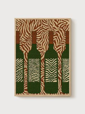 Bauhaus Wine Bottles Poster poster in oak frame