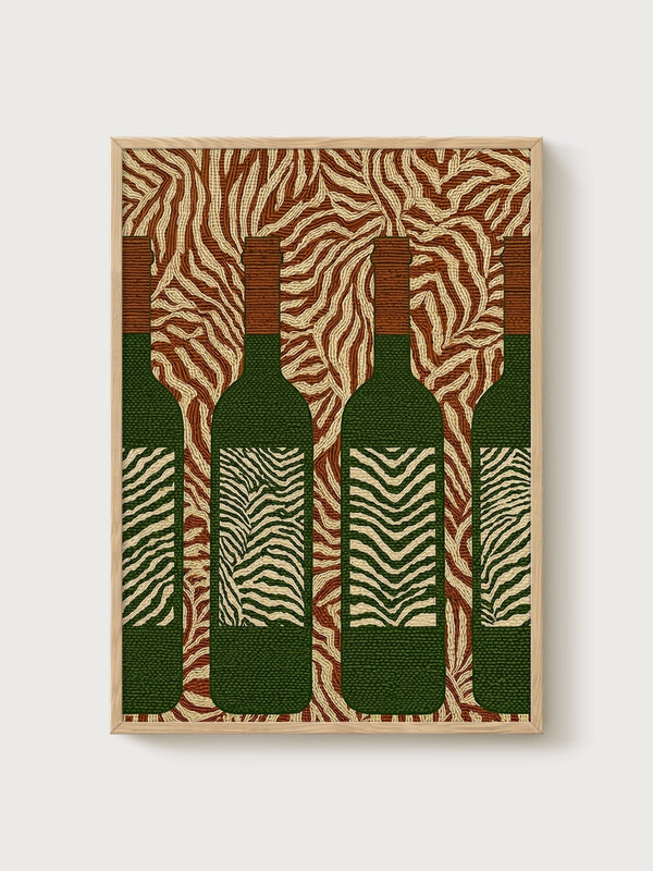 Bauhaus Wine Bottles Poster poster in oak frame