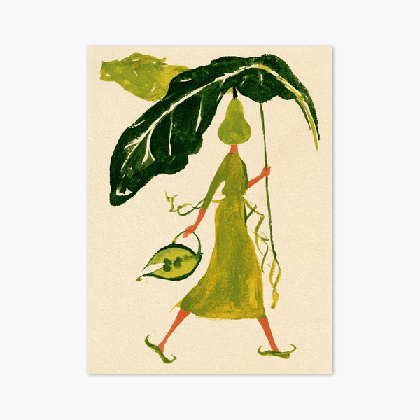 Whimsical Folk Art Pear Character Print art print