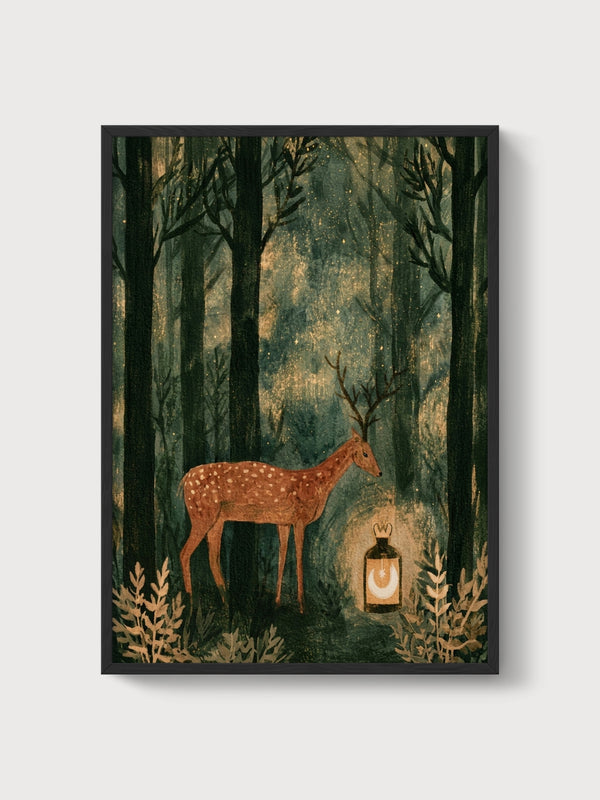 Deer Wall Art poster in black frame