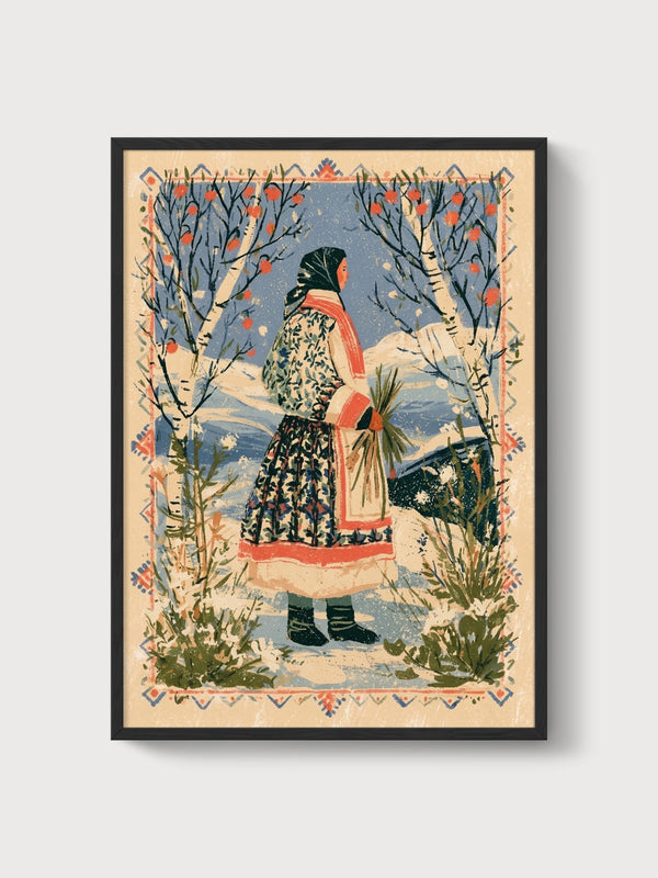 Russian Folk Art Print poster in black frame