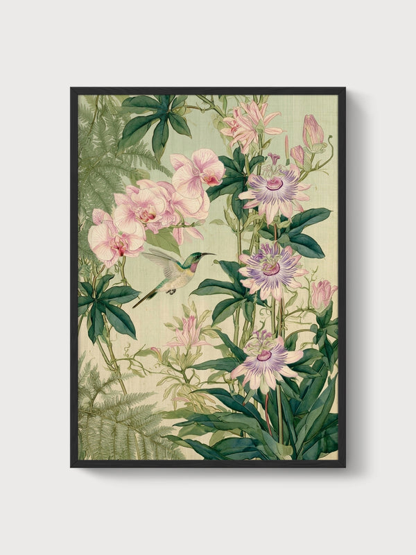 Hummingbird Art Print poster in black frame