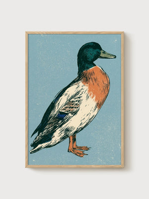 Duck Print poster in oak frame