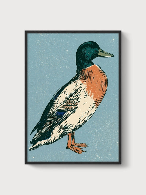 Duck Print poster in black frame