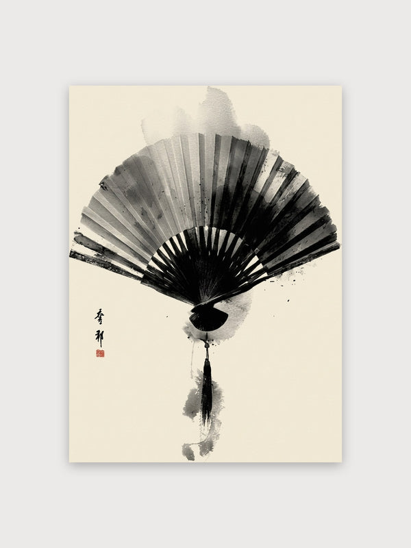 Sumi-e Fan Minimalist Abstract - Digital Download
