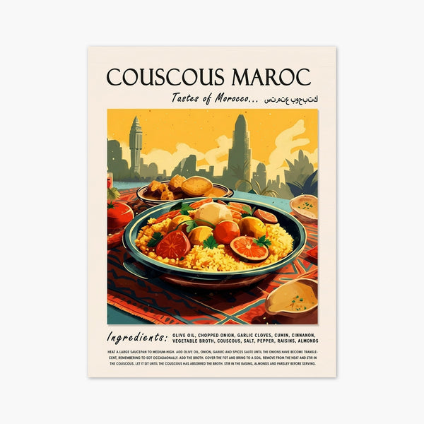 Couscous Maroc Travel Poster art print