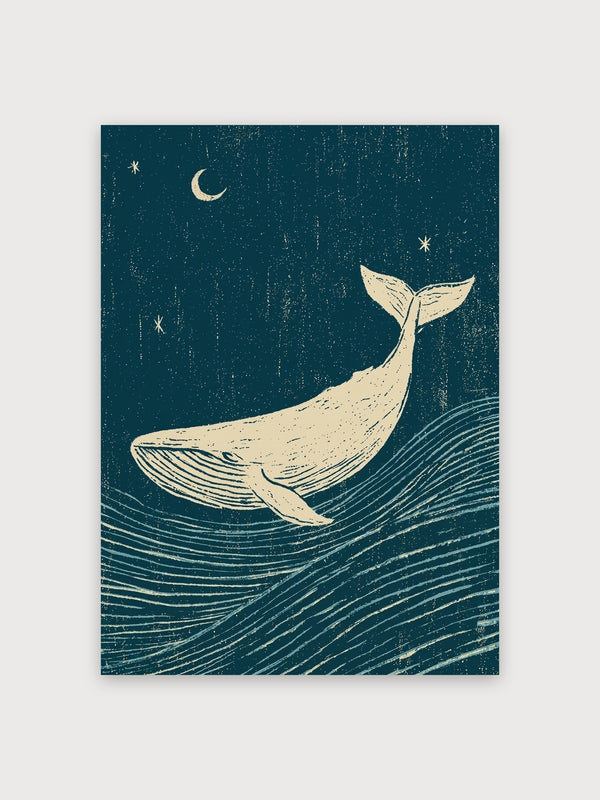 Whale Under Moonlight Ocean - Digital Download