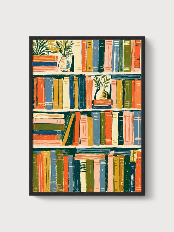 Bookshelf Decor Poster poster in black frame